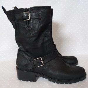 Cole Haan Hemlock Black Leather Moto Boots NWOB